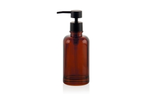 orange transparent glass liquid soap dispenser 7x19 cm
