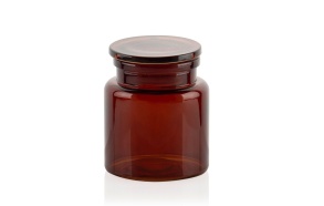 orange transparent glass cotton jar 10x12 cm