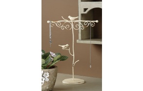 13"H Metal Jewelry Holder w/ Birds, Cream