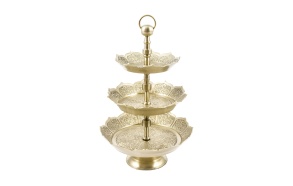 6-1/4"L x 6-1/4"W x 8-3/4"H 3-Tier Metal Jewelry Stand, Silver, Imported