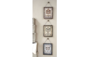14"H Pine & MDF Rectangle Clock w/ Hanger, 3 Styles