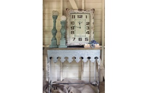21"L x 27-1/2"H Resin & MDF Wall Clock,
Distressed White