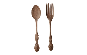6-1/2"L x 38"H Metal Silverware Spoon & Fork, Rust Brown Finish, 2 Styles