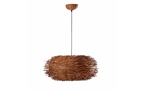 CEILING LAMP NIDA D60 CMS MARRON 1L E27 60W, METAL+RATTAN