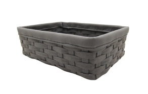 Woven basket Tami, dark grey, 38x28x14cm