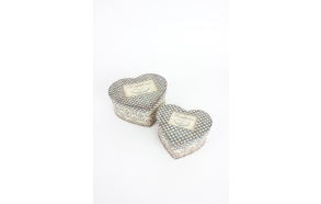 SET OF 2 PATTERNED HEART SHAPED BOXES