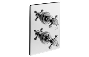 CONCEALED THERMOSTATIC SHOWER VALVE "LONDON" WITH TWO OUTLETS CERAMIC DIVERTER AND STOP, BRONZE