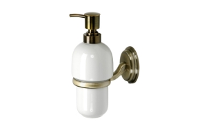 AMBER ceramic soap dispenser with holder,bronze