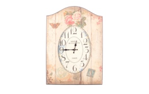 OVAL WALL CLOCK IN FRAME WITH FLOWERS