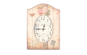 OVAL WALL CLOCK IN FRAME WITH FLOWERS