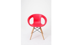 chair with wooden feet,red