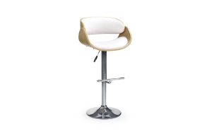 bar chair, artificial leather+wood+metal, adjustable height,white