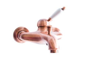 bath mixer ROYAL, white lever, NEW OLD hand shower kit, copper