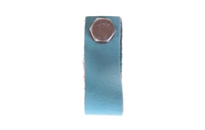 vintage blue leather knob, 6 cm