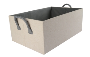 Box linen w handles, s3, 23x14xh12cm, beige