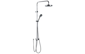 Shower column without mixer, fixed head- and handshower, round, chrome