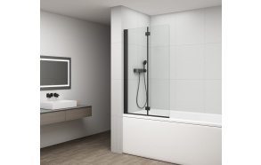 ROTA BLACK Bath Screen 1200mm, clear glass