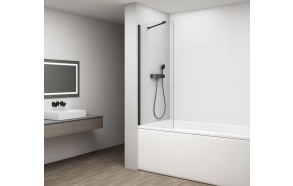 FISA Bathtub Screen 700x1500mm, black matt/clear glass