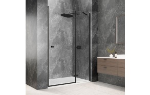GLOBE BLACK Alcove Shower Door 1100mm, clear glass, right