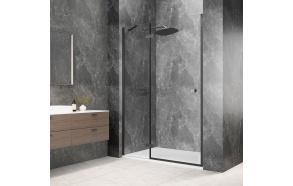 GLOBE GUN METAL Alcove Shower Door 800mm, clear glass, left