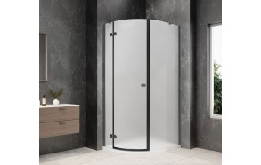 GLOBE GUN METAL Quadrant Shower Enclosure 800x900mm, matt glass, left