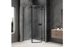 GLOBE BLACK Quadrant Shower Enclosure 800x900mm, clear glass, right
