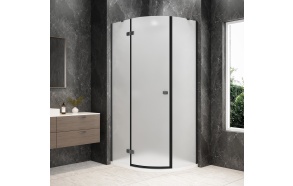 GLOBE GUN METAL Quadrant Shower Enclosure 900x800mm, matt glass, left