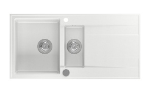 Inset Granite Sink with Drainer and Half Bowl, 100x50cm, white