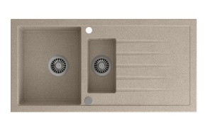 Inset Granite Sink with Drainer and Half Bowl, 100x50cm, beige