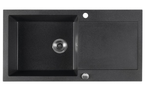 kivimassist köögivalamu sifooniga 97x50cm,  must