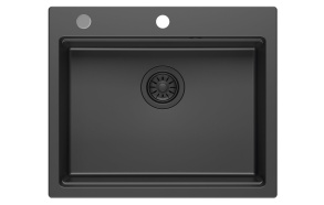 Granite kitchen sink, mono, 59,5x50cm, carbon