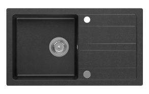 Inset Granite Sink with drainer, 77x44cm, black