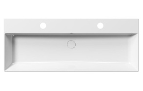 Keraamiline valamu KUBE X 120x47 cm, 2 auku segistitele, valge ExtraGlaze
