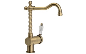 KIRKÉ CRYSTAL kitchen mixer tap lever crystal, bronze