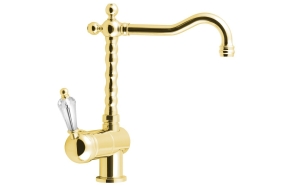 KIRKÉ CRYSTAL kitchen mixer tap lever crystal, gold