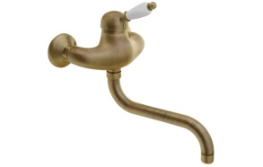 KIRKÉ WHITE Wall mounted mixer tap lever white, bronze