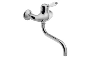 KIRKÉ WHITE Wall mounted mixer tap lever white, chrome