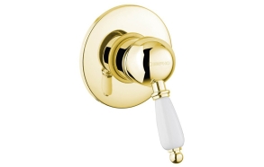 KIRKÉ WHITE Single Lever Concealed Shower Mixer Tap Lever white,1 outlet, gold