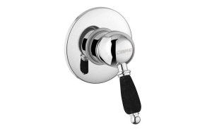 KIRKÉ BLACK Concealed Shower Mixer Tap, black lever, 1 outlet, chrome