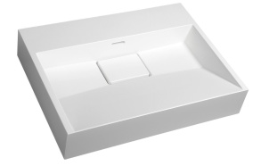 AMUR Cultured Marble Washbasin 60x15x45cm, without tap hole, white