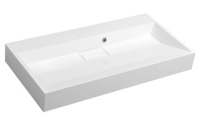 AMUR Cultured Marble Washbasin 90x9x46cm, without mixer hole, white