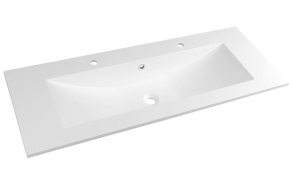 YUKON 2 Tap Hole Cultured Marble Washbasin 120x45cm, white