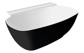 NIGRA Cast Marble Freestanding Bath 158x80x45cm, Black/White