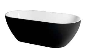 REDUTA Cast Marble Freestanding Bath 150x75x46cm, Black/White