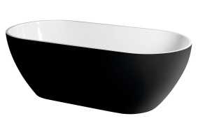 REDUTA Cast Marble Freestanding Bath 171x81x46cm, Black/White