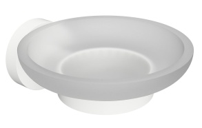 X-ROUND WHITE Glass Soap Dish Holder, white