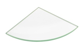 Corner shelf, quarter-circle 200x200x8mm, clear glass