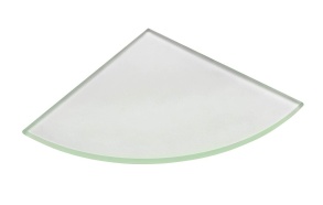 Corner shelf, quarter-circle 200x200x8mm, frosted glass