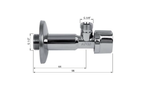 Angled valve A-80 long 1/2'x3/8' with Water Filter, ANTICALC, chrome
