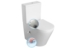 PACO RIMLESS Close Coupled Toilet with Tap and Bidet Spray, S-trap/P-trap